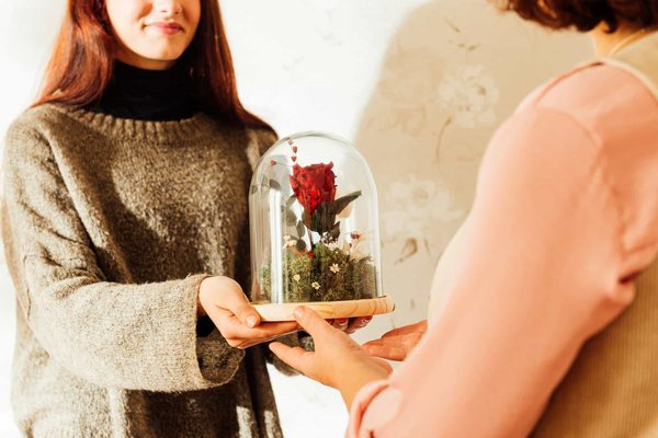 Rose éternelle sous cloche : un cadeau intemporel